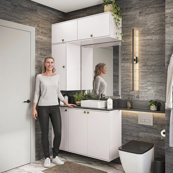 Gabinete Baño Kappesberg 120cm MDF Con Aéreos Blanco