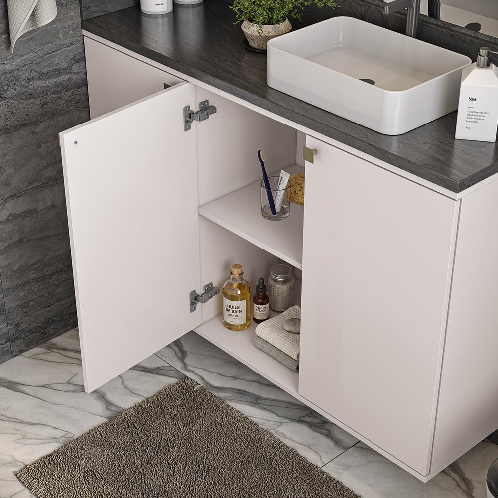 Gabinete Baño Kappesberg 120cm MDF Con Aéreos Blanco