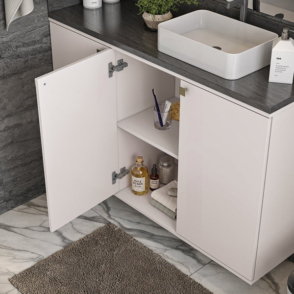 Gabinete Baño Kappesberg 120cm MDF Con Aéreos Blanco