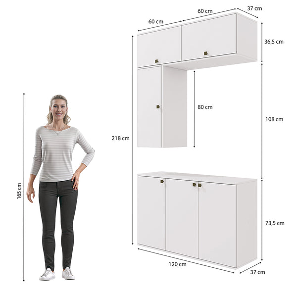 Gabinete Baño Kappesberg 120cm MDF Con Aéreos Blanco