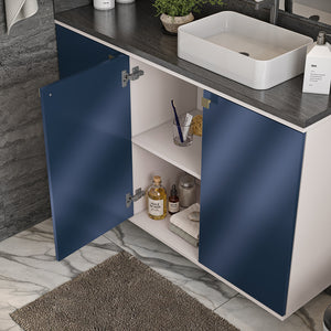 Gabinete Baño Kappesberg 120cm MDF Con Aéreos Blanco y Azul