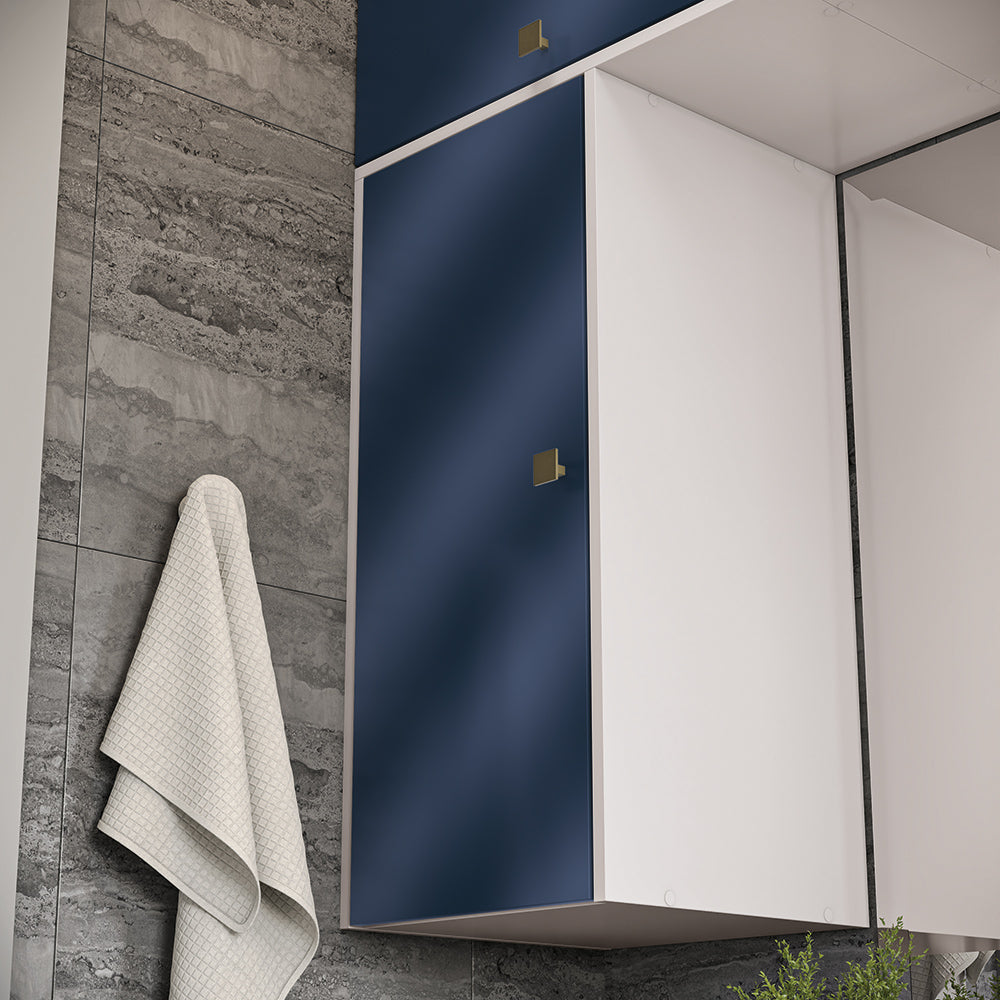 Gabinete Baño Kappesberg 120cm MDF Con Aéreos Blanco y Azul