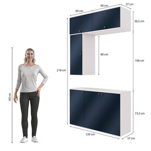 Gabinete Baño Kappesberg 120cm MDF Con Aéreos Blanco y Azul