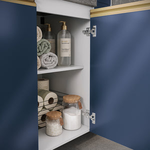 Gabinete Baño Kappesberg 116cm MDF Con Aéreos Blanco y Azul