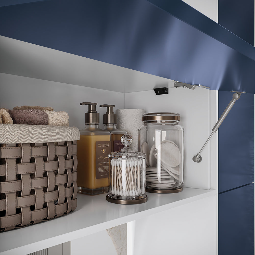 Gabinete Baño Kappesberg 116cm MDF Con Aéreos Blanco y Azul