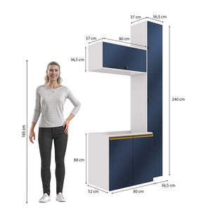 Gabinete Baño Kappesberg 116cm MDF Con Aéreos Blanco y Azul