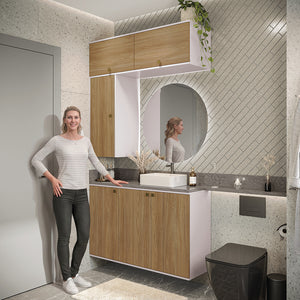 Gabinete Baño Kappesberg 120cm MDF Blanco y Marrón