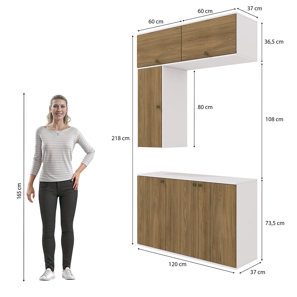 Gabinete Baño Kappesberg 120cm MDF Blanco y Marrón