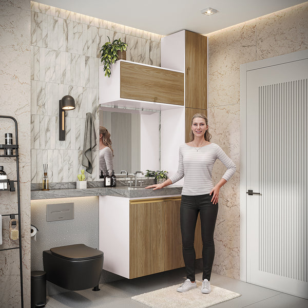 Gabinete Baño Kappesberg 116cm MDF Blanco y Marrón