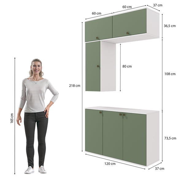 Gabinete Baño Kappesberg 120cm MDF Blanco y Verde