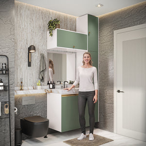 Gabinete Baño Kappesberg 116cm MDF Blanco y Verde