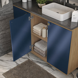 Gabinete Baño Kappesberg 120cm MDF Marrón y Azul