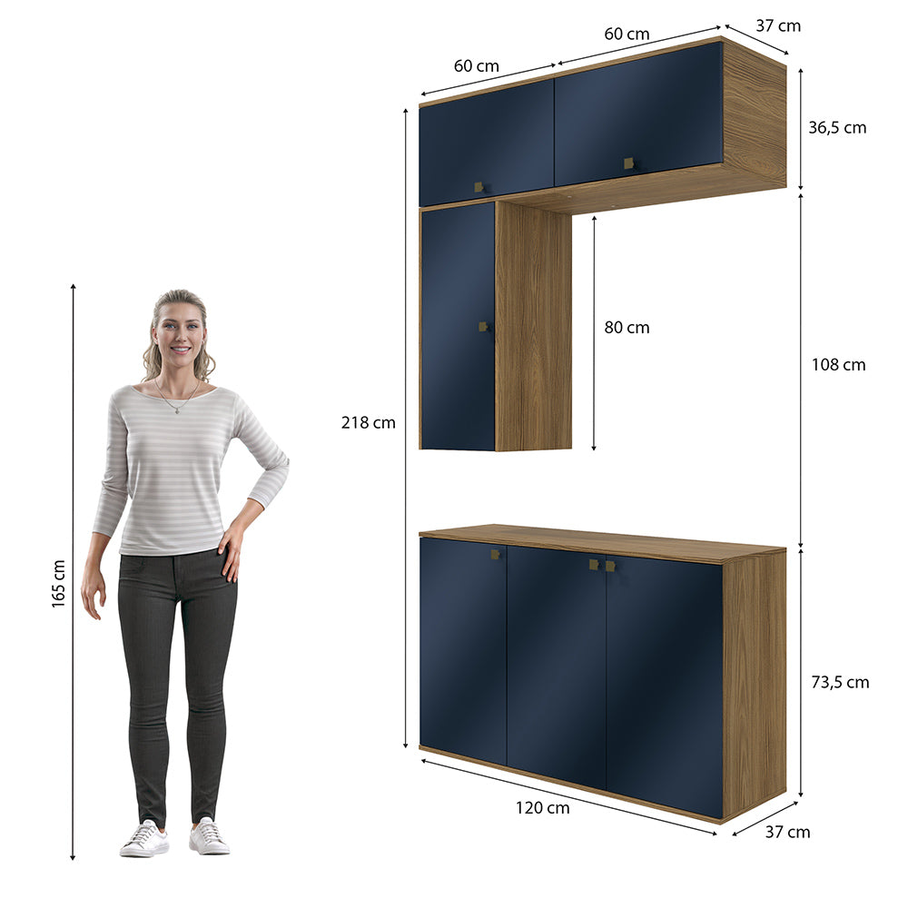 Gabinete Baño Kappesberg 120cm MDF Marrón y Azul