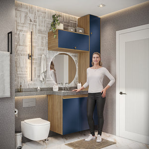 Gabinete Baño Kappesberg 116cm MDF Marrón y Azul