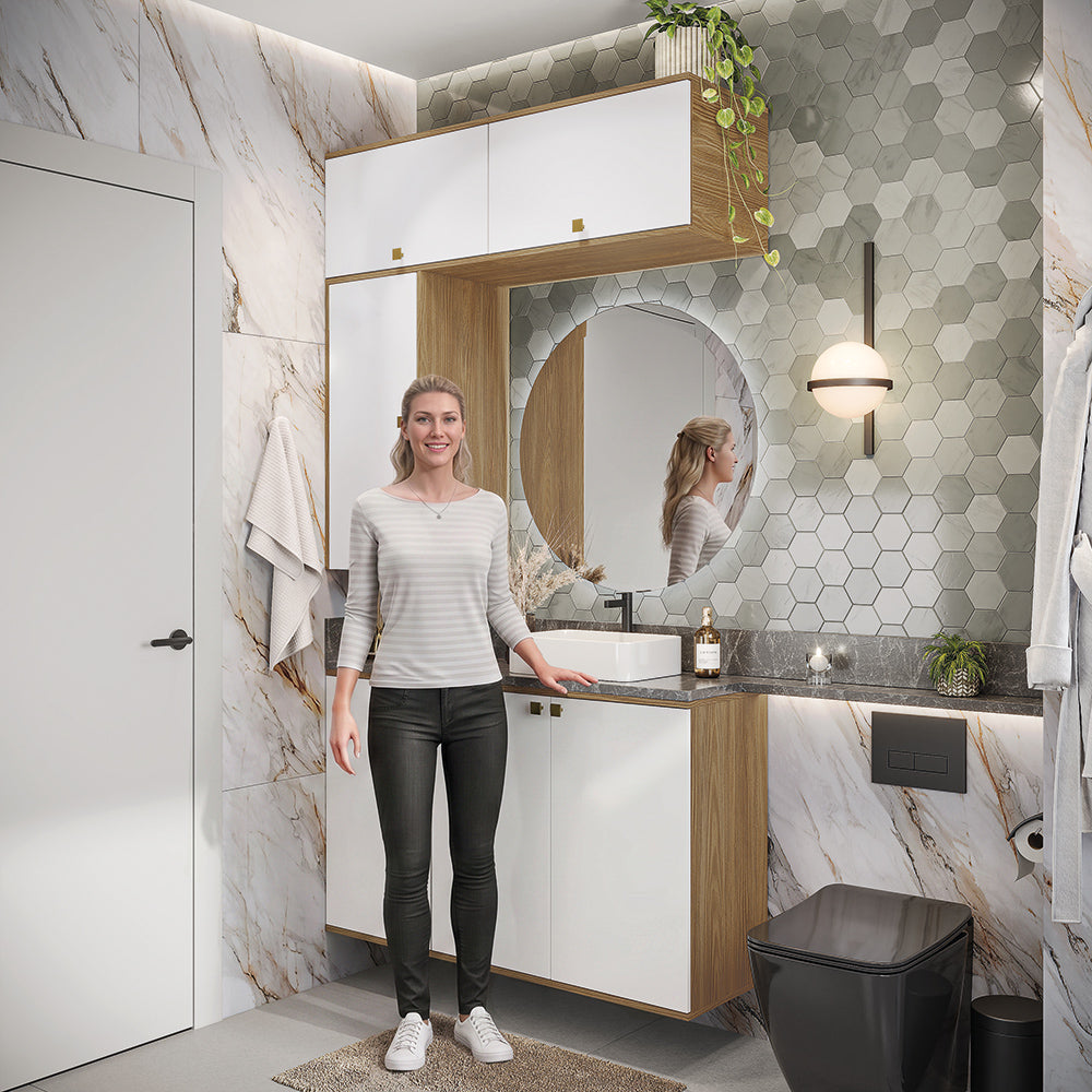 Gabinete Baño Kappesberg 120cm MDF Marrón y Blanco