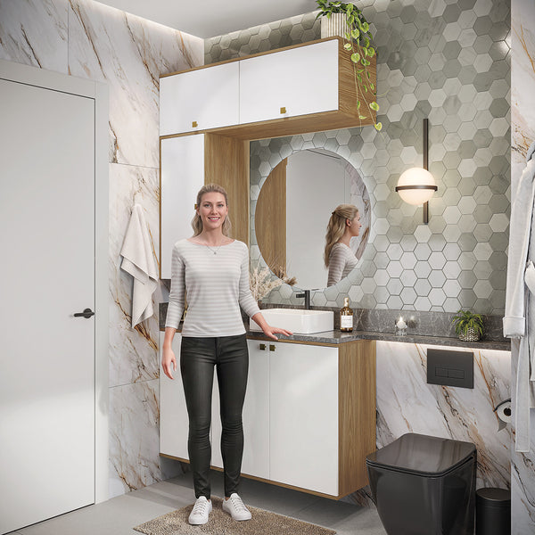 Gabinete Baño Kappesberg 120cm MDF Marrón y Blanco