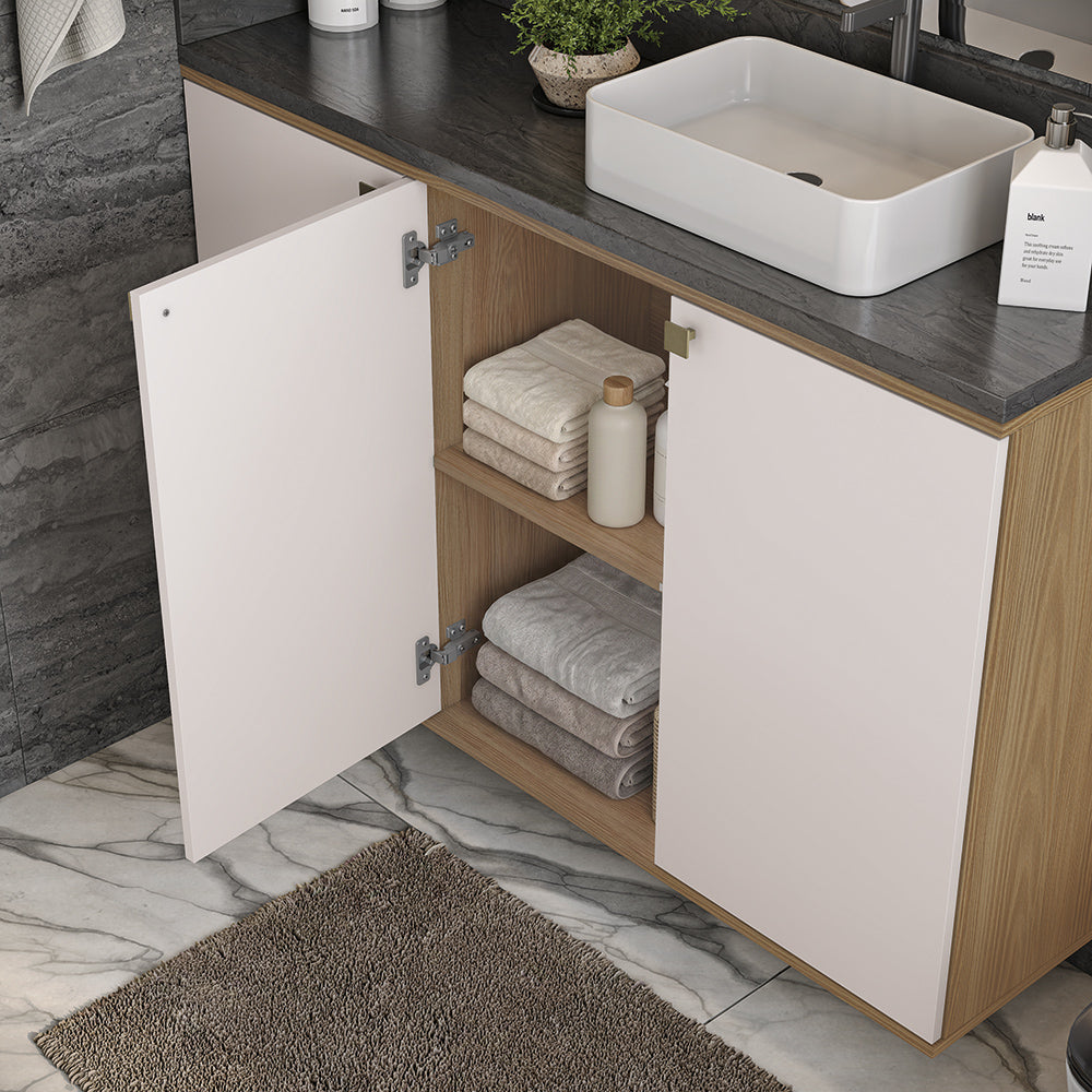 Gabinete Baño Kappesberg 120cm MDF Marrón y Blanco