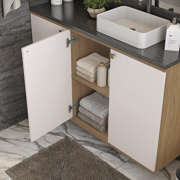 Gabinete Baño Kappesberg 120cm MDF Marrón y Blanco