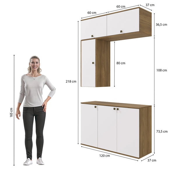 Gabinete Baño Kappesberg 120cm MDF Marrón y Blanco