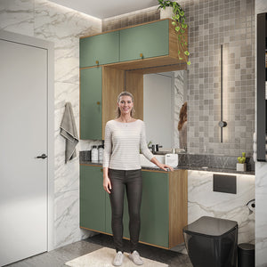 Gabinete Baño Kappesberg 120cm MDF Marrón y Verde