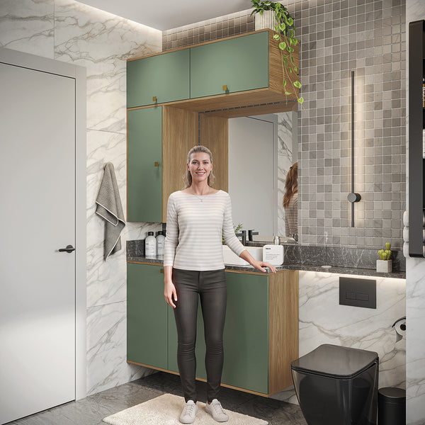 Gabinete Baño Kappesberg 120cm MDF Marrón y Verde