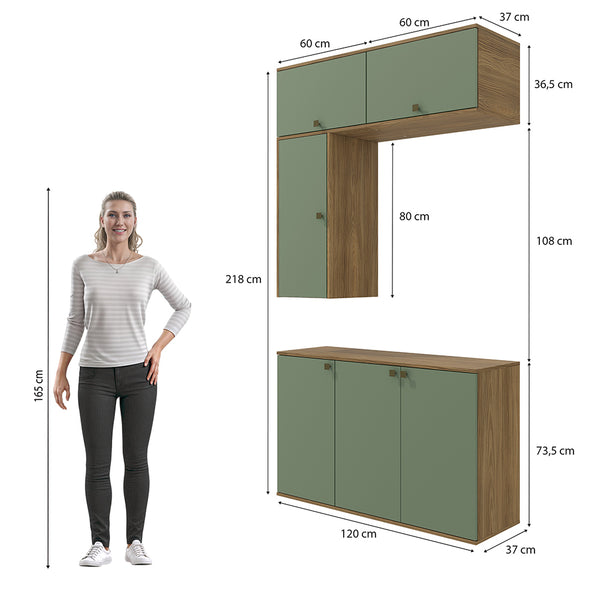 Gabinete Baño Kappesberg 120cm MDF Marrón y Verde