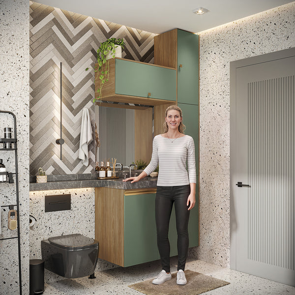 Gabinete Baño Kappesberg 116cm MDF Marrón y Verde