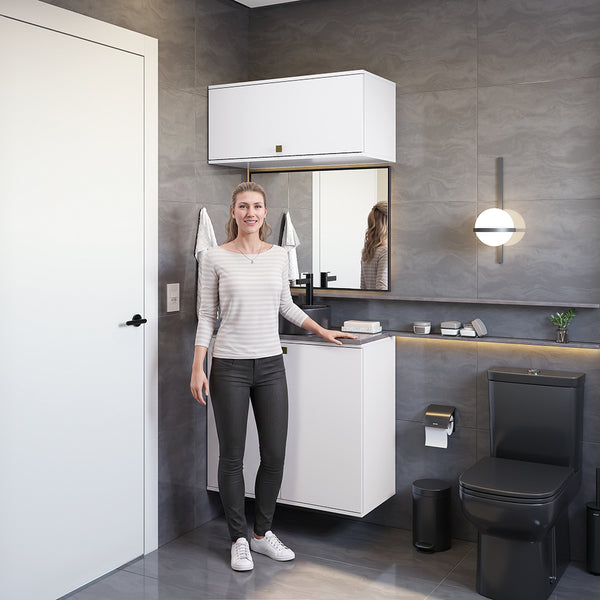 Gabinete Baño Kappesberg 80cm MDF Con Aéreos Blanco