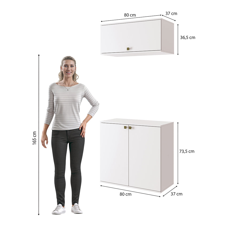 Gabinete Baño Kappesberg 80cm MDF Con Aéreos Blanco