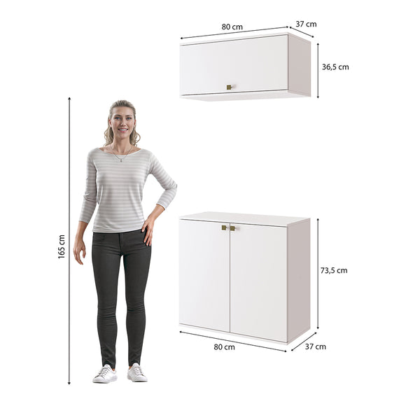 Gabinete Baño Kappesberg 80cm MDF Con Aéreos Blanco