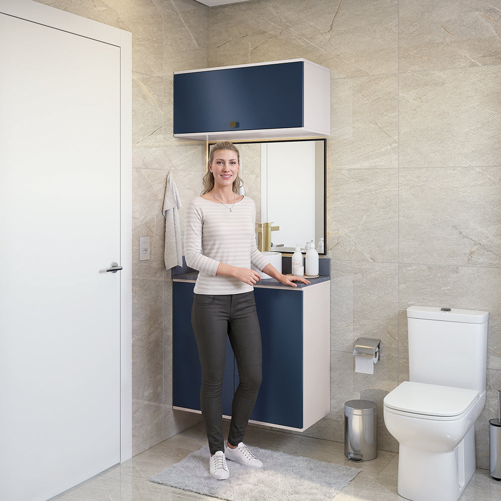 Gabinete Baño Kappesberg 80cm MDF Blanco y Azul
