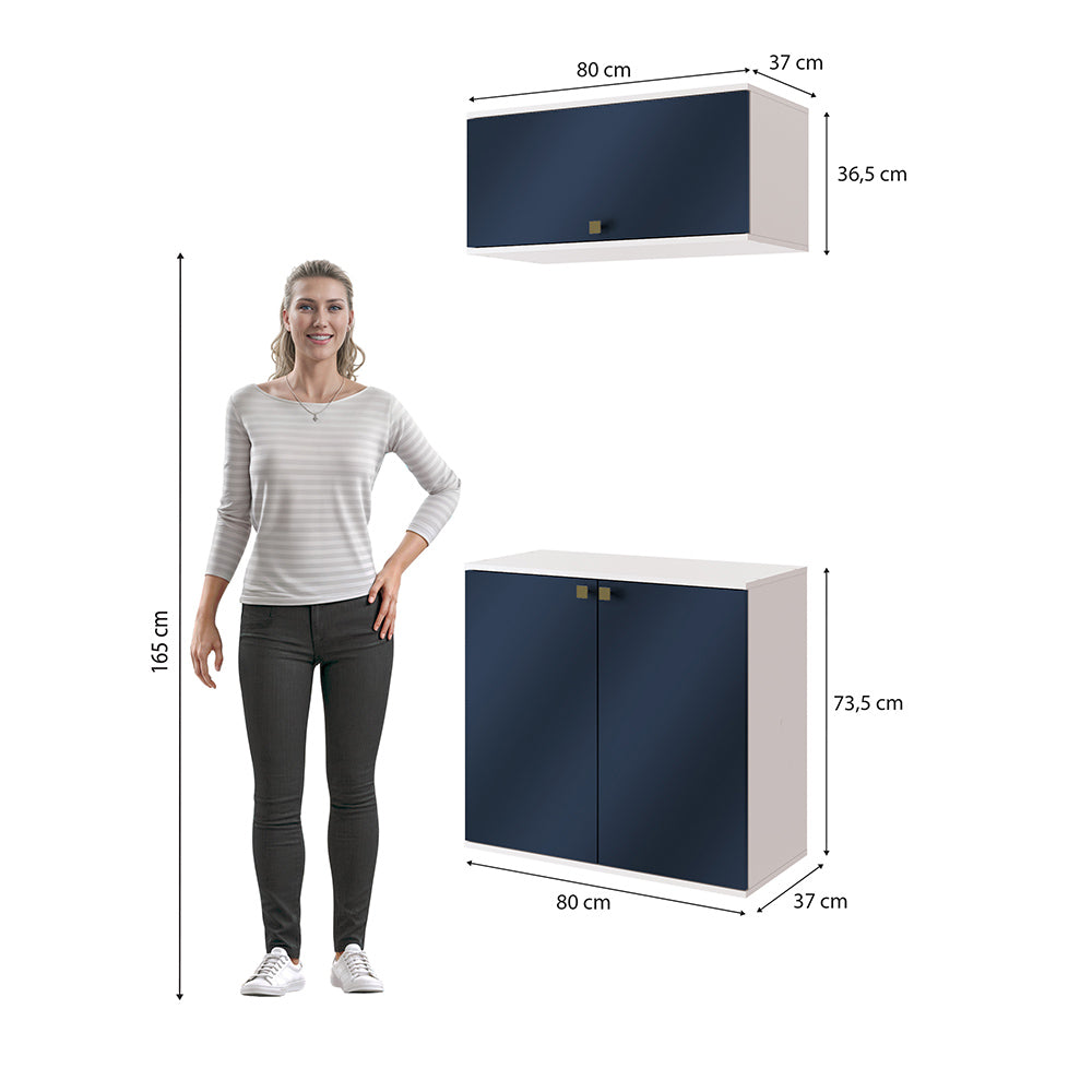Gabinete Baño Kappesberg 80cm MDF Blanco y Azul