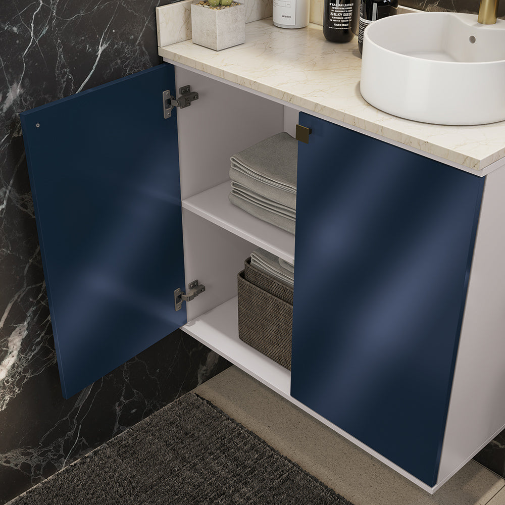 Gabinete Baño Kappesberg 80cm MDF Blanco y Azul