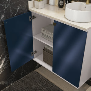 Gabinete Baño Kappesberg 80cm MDF Blanco y Azul
