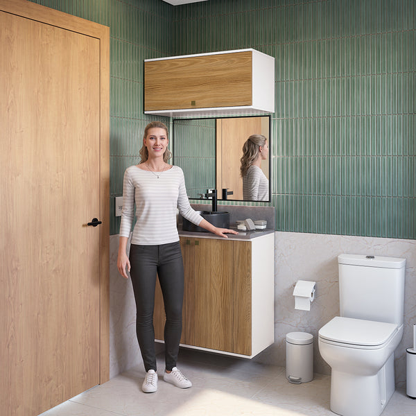 Gabinete Baño Kappesberg 80cm MDF Blanco y Marrón