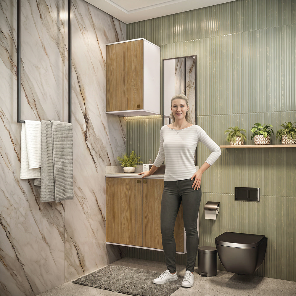 Gabinete Baño Kappesberg 80cm MDF Blanco y Marrón