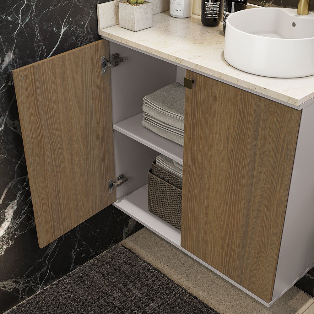 Gabinete Baño Kappesberg 80cm MDF Blanco y Marrón