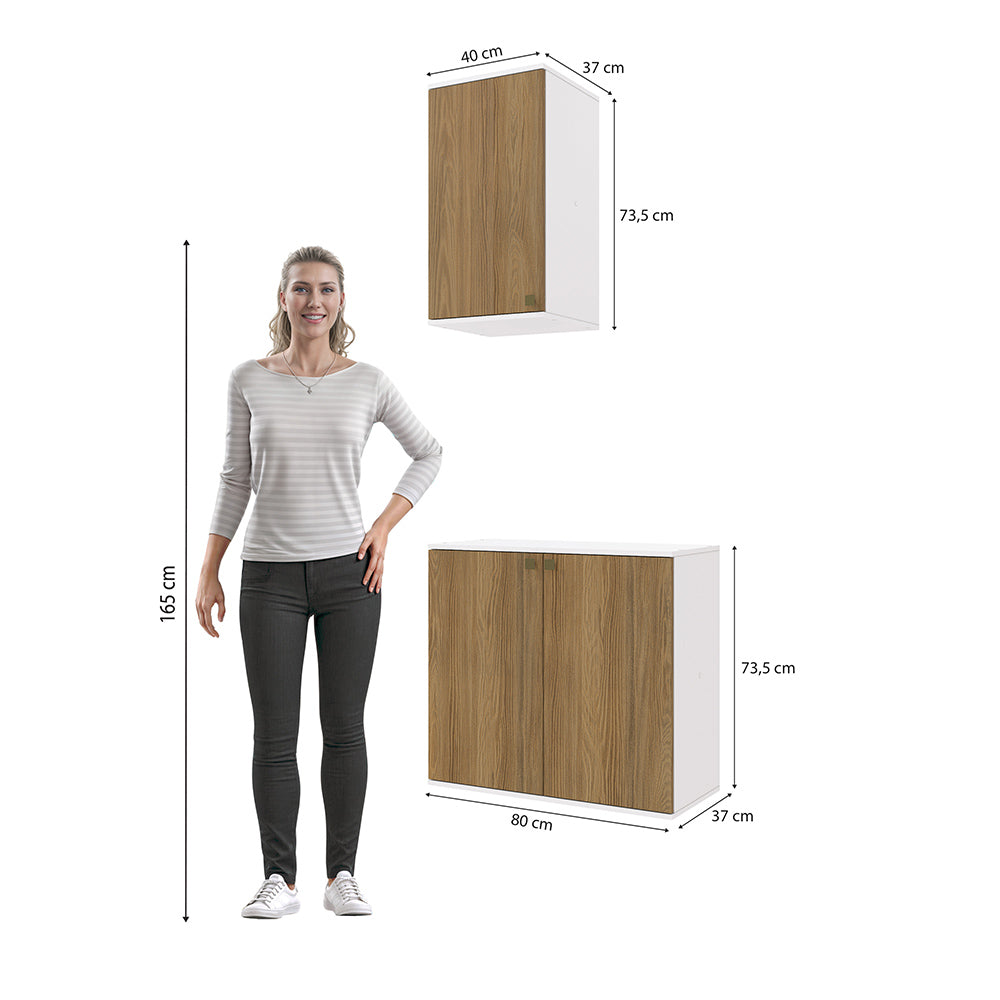 Gabinete Baño Kappesberg 80cm MDF Blanco y Marrón