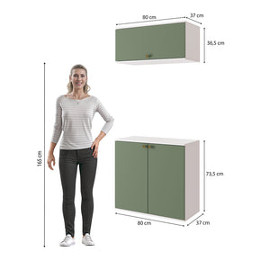 Gabinete Baño Kappesberg 80cm MDF Blanco y Verde