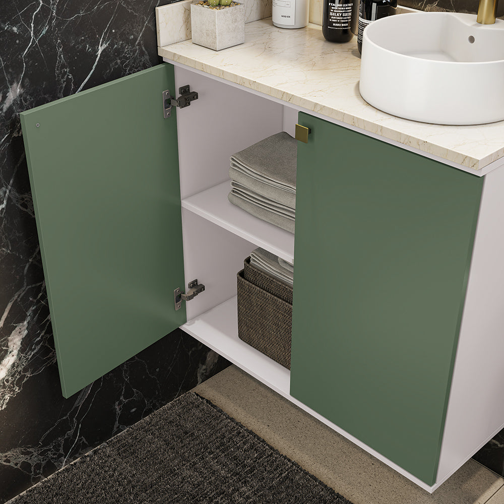 Gabinete Baño Kappesberg 80cm MDF Blanco y Verde