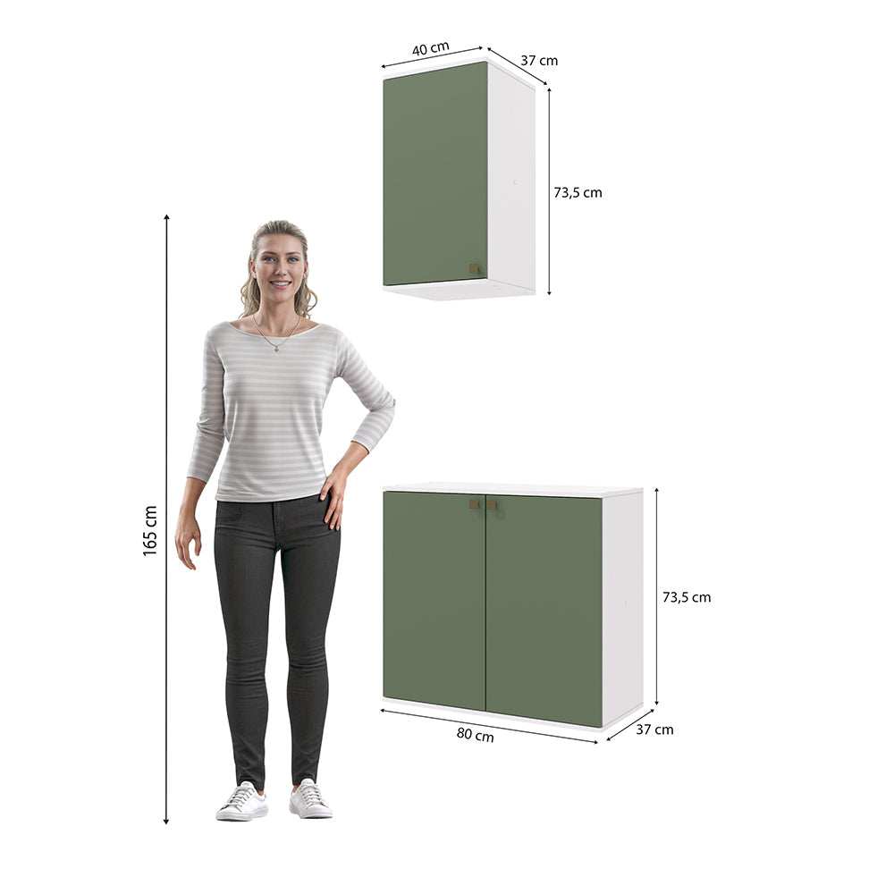 Gabinete Baño Kappesberg 80cm MDF Blanco y Verde