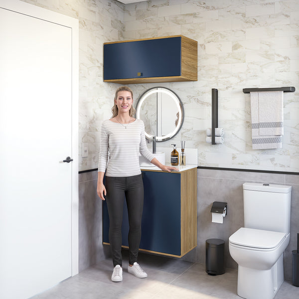 Gabinete Baño Kappesberg 80cm MDF Marrón y Azul