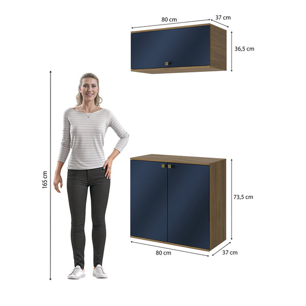 Gabinete Baño Kappesberg 80cm MDF Marrón y Azul