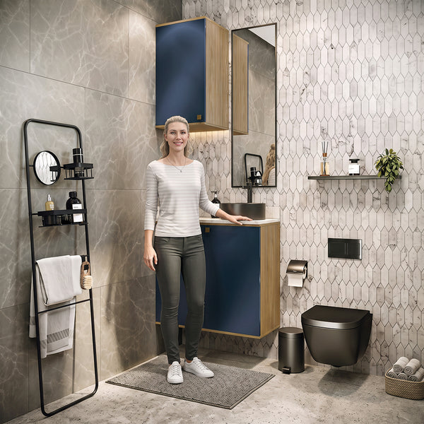 Gabinete Baño Kappesberg 80cm MDF Marrón y Azul
