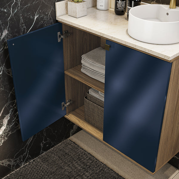 Gabinete Baño Kappesberg 80cm MDF Marrón y Azul