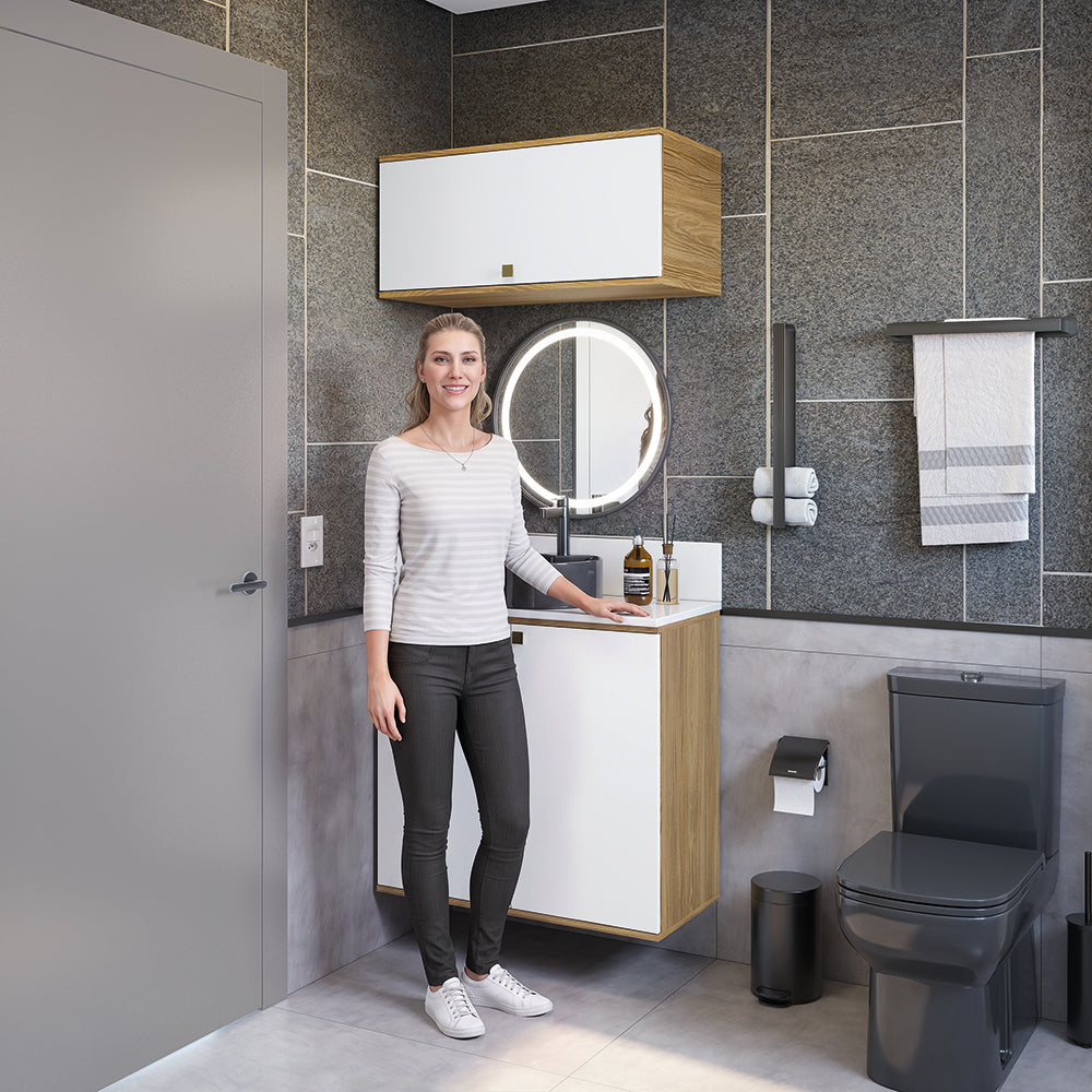 Gabinete Baño Kappesberg 80cm MDF Marrón y Blanco