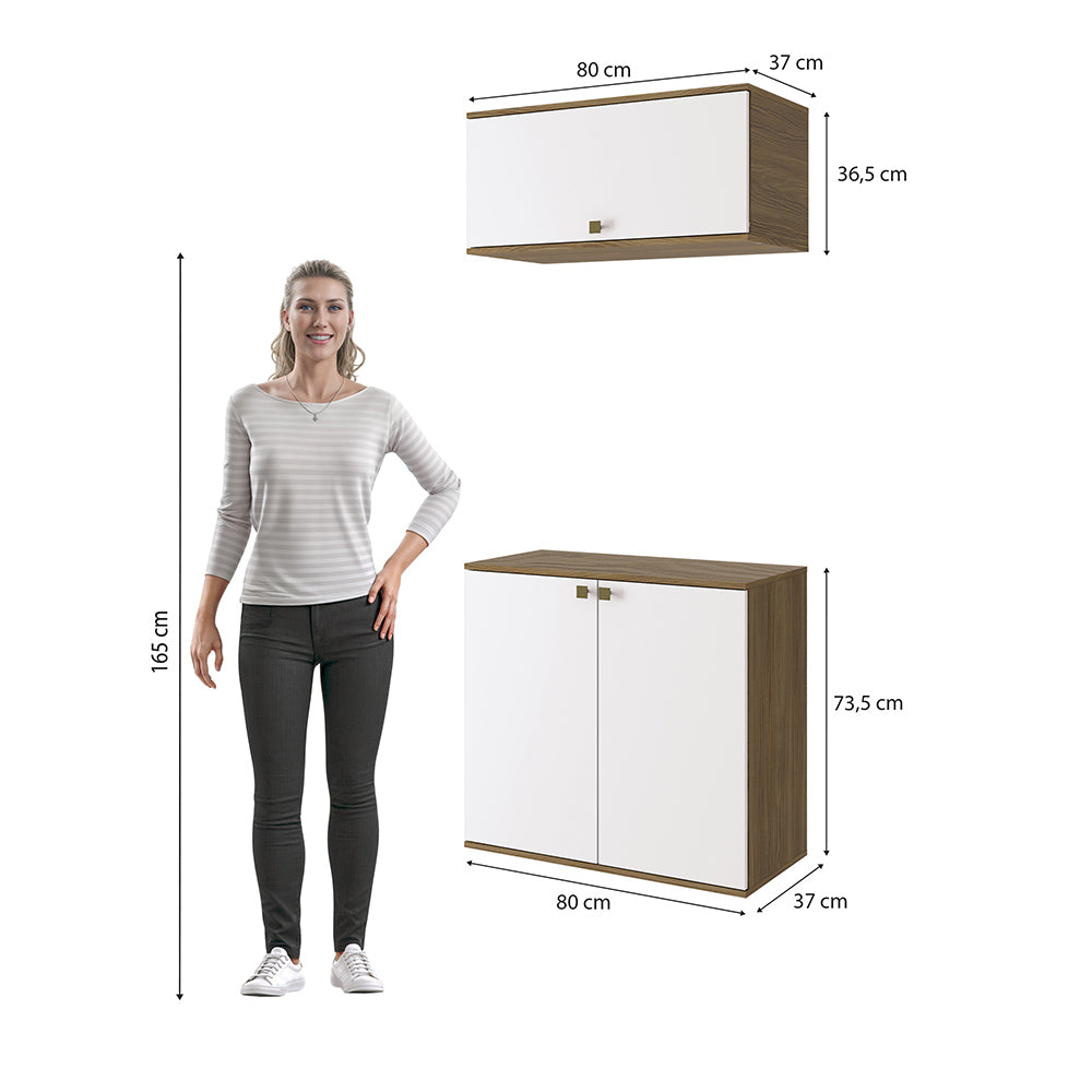 Gabinete Baño Kappesberg 80cm MDF Marrón y Blanco