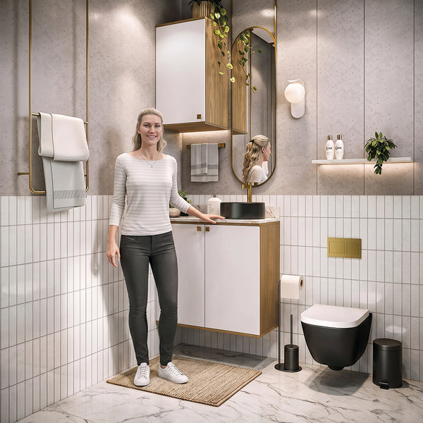Gabinete Baño Kappesberg 80cm MDF Marrón y Blanco