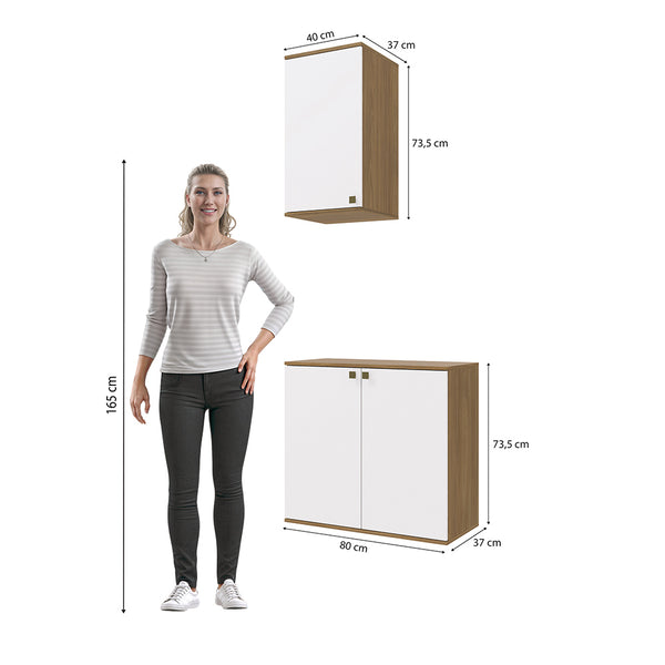 Gabinete Baño Kappesberg 80cm MDF Marrón y Blanco