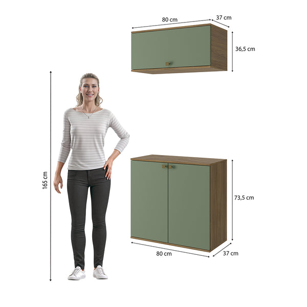 Gabinete Baño Kappesberg 80cm MDF Marrón y Verde